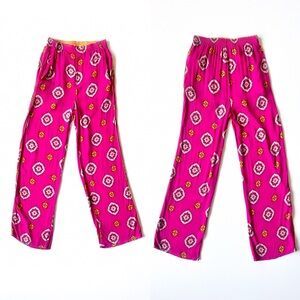 Zara Limited Edition hot pink pattern print summer pants trousers XS SS21